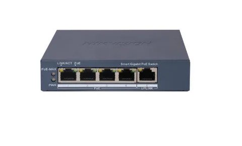 hikvision-4-port-gigabit-smart-poe-switch-gigabit-uplink-port-model-ds Hikvision 4 Port Gigabit Smart POE Switch + Gigabit Uplink Port - Image 1